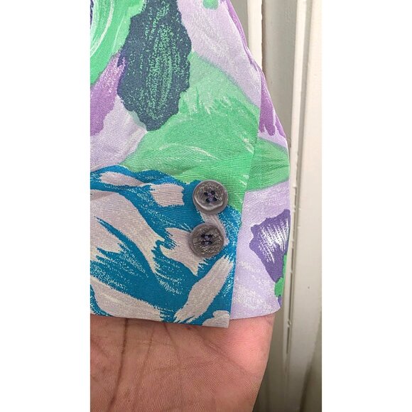 Collection Point Of View Gram core Floral Blazer Jacket Medium 100% Silk Vibrant - Picture 4 of 7